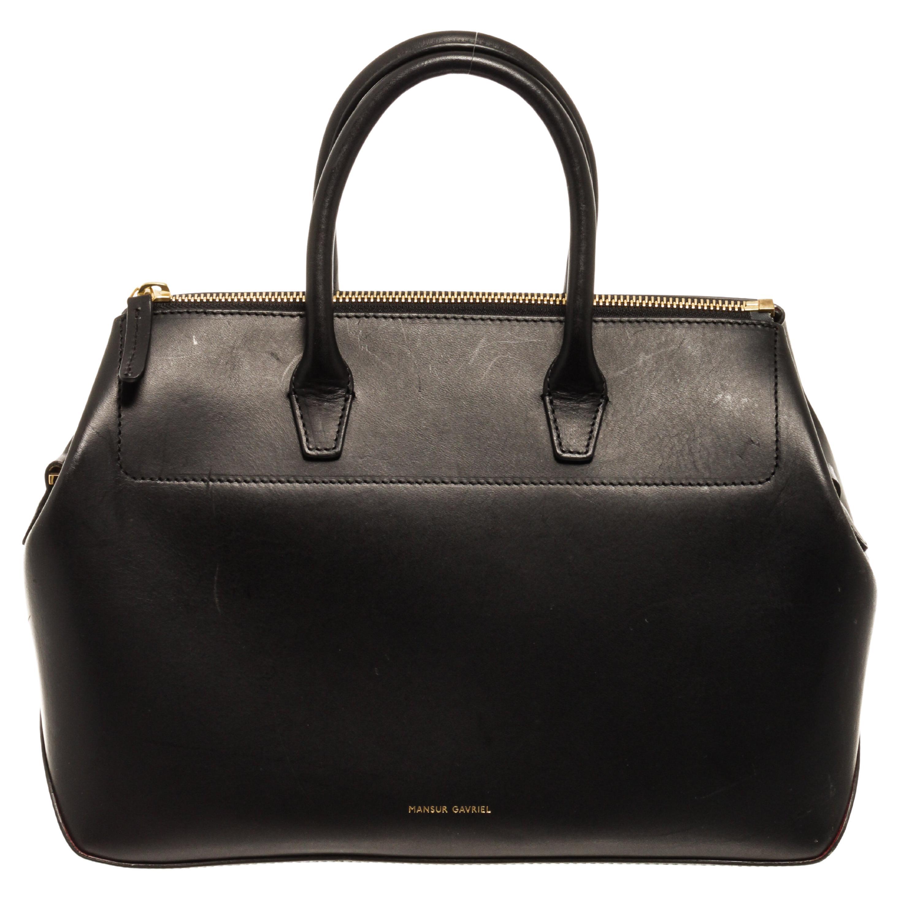 Mansur Gavriel Black Leather Duffle Mini Bag For Sale at 1stDibs