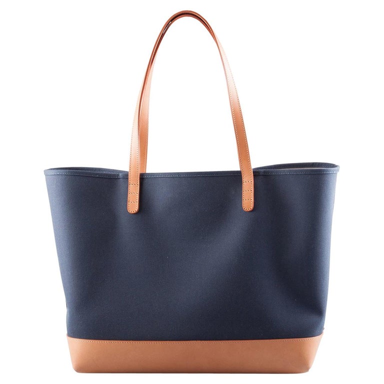 Mansur Gavriel Blue/Cream and Cammello Canvas and Leather Tote For Sale at  1stDibs