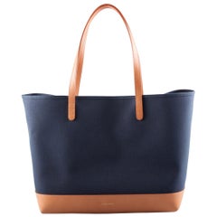 Used Mansur Gavriel Blue/Cream and Cammello Canvas and Leather Tote