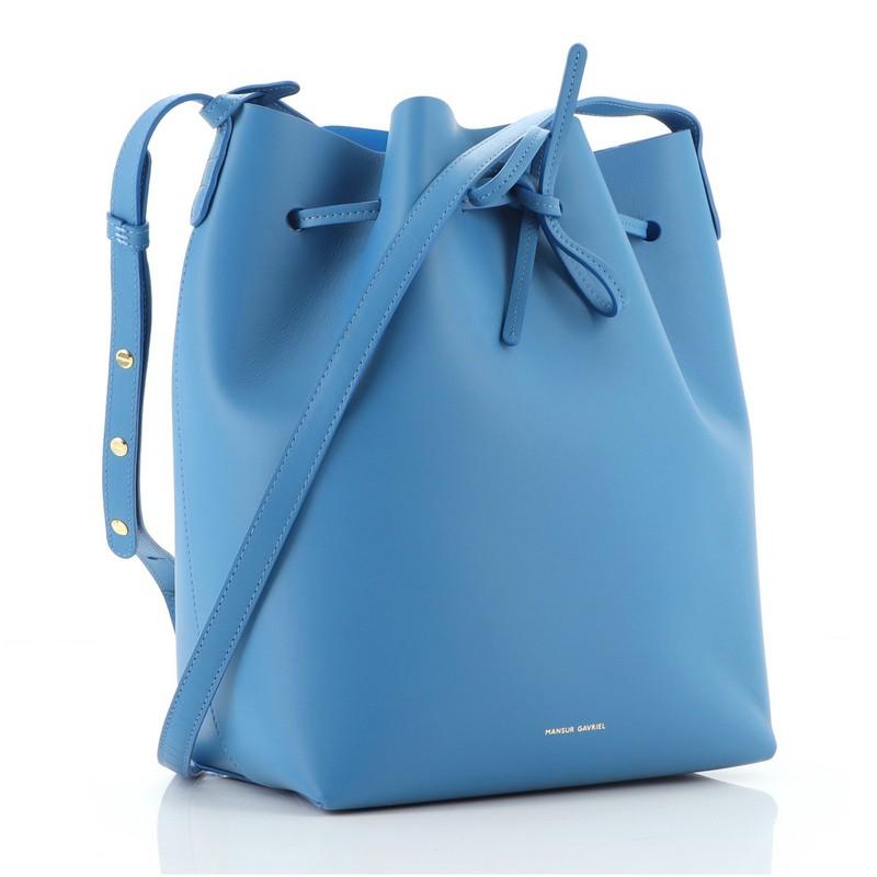 Blue Mansur Gavriel Bucket Bag Leather Large