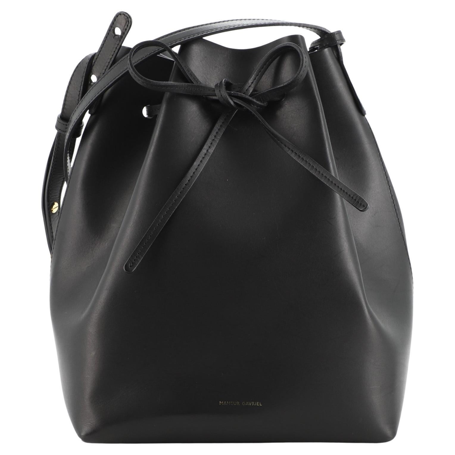 Mansur Gavriel Black Leather Bucket Bag at 1stDibs