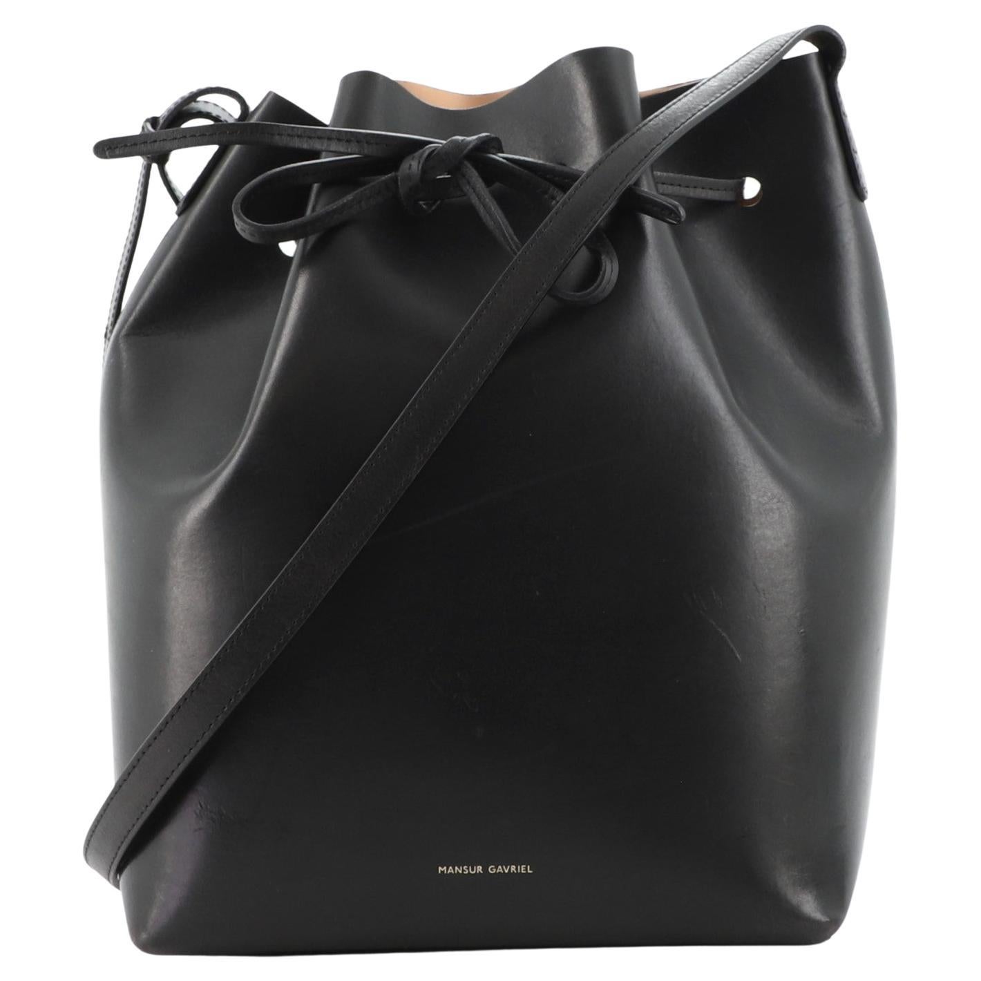 MANSUR GAVRIEL Black Leather Red Interior Tote Bag at 1stDibs black
