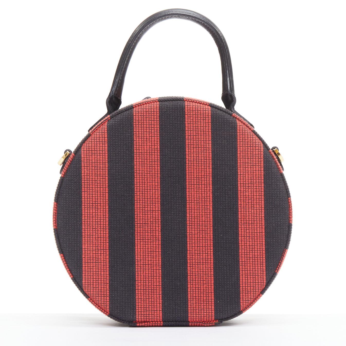 Women's MANSUR GAVRIEL Circle black red striped fabric leather trim crossbody bag For Sale