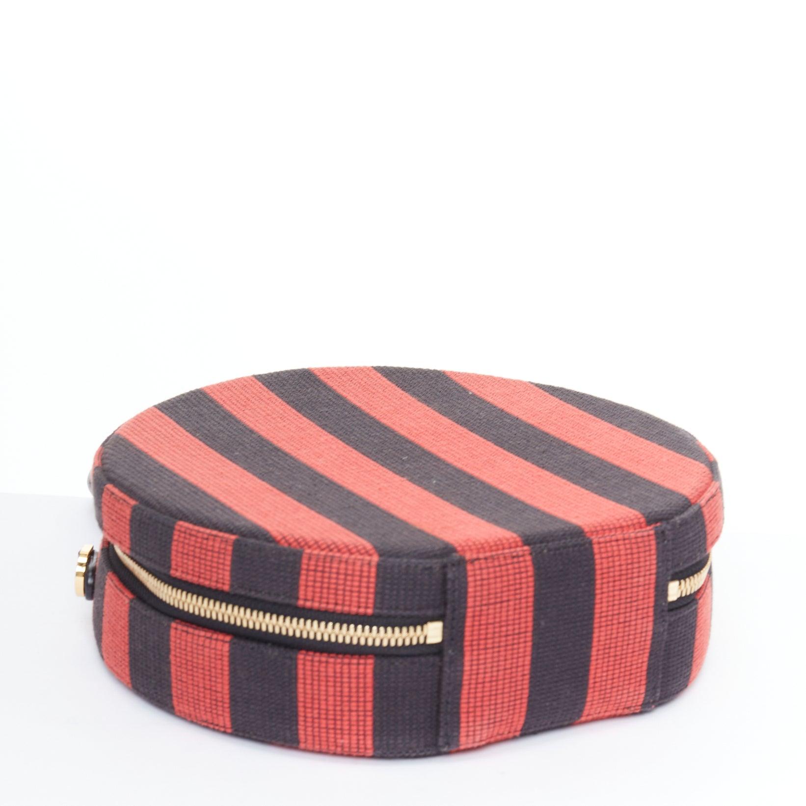 MANSUR GAVRIEL Circle black red striped fabric leather trim crossbody bag For Sale 1