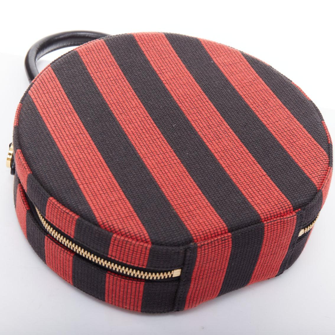 MANSUR GAVRIEL Circle black red striped fabric leather trim crossbody bag For Sale 2