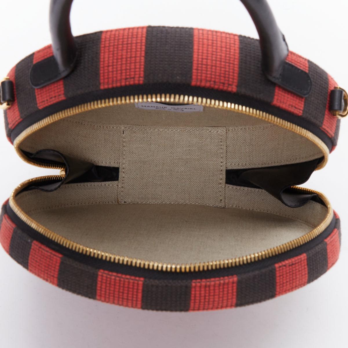 MANSUR GAVRIEL Circle black red striped fabric leather trim crossbody bag For Sale 4