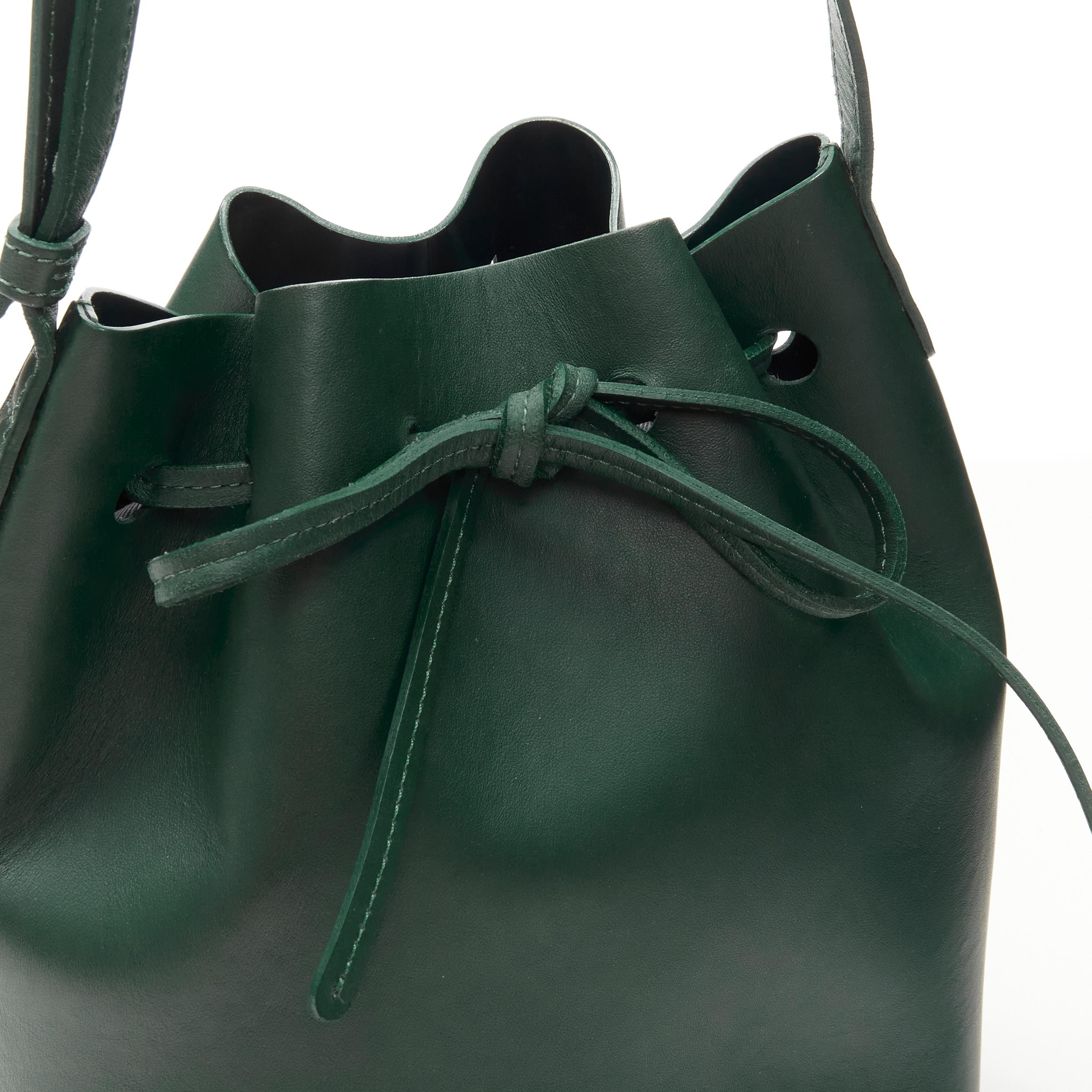 Black MANSUR GAVRIEL forest green leather mini bucket bag