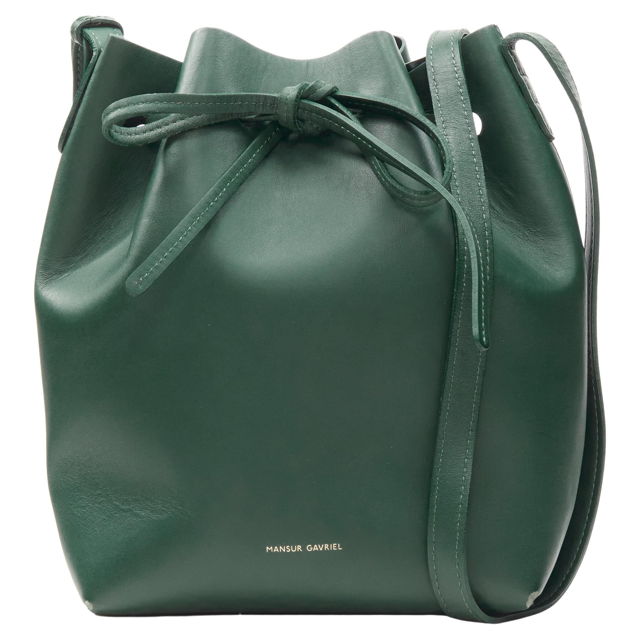 MANSUR GAVRIEL forest green leather mini bucket bag