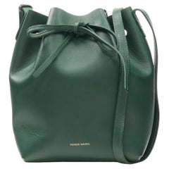 Used MANSUR GAVRIEL forest green leather mini bucket bag