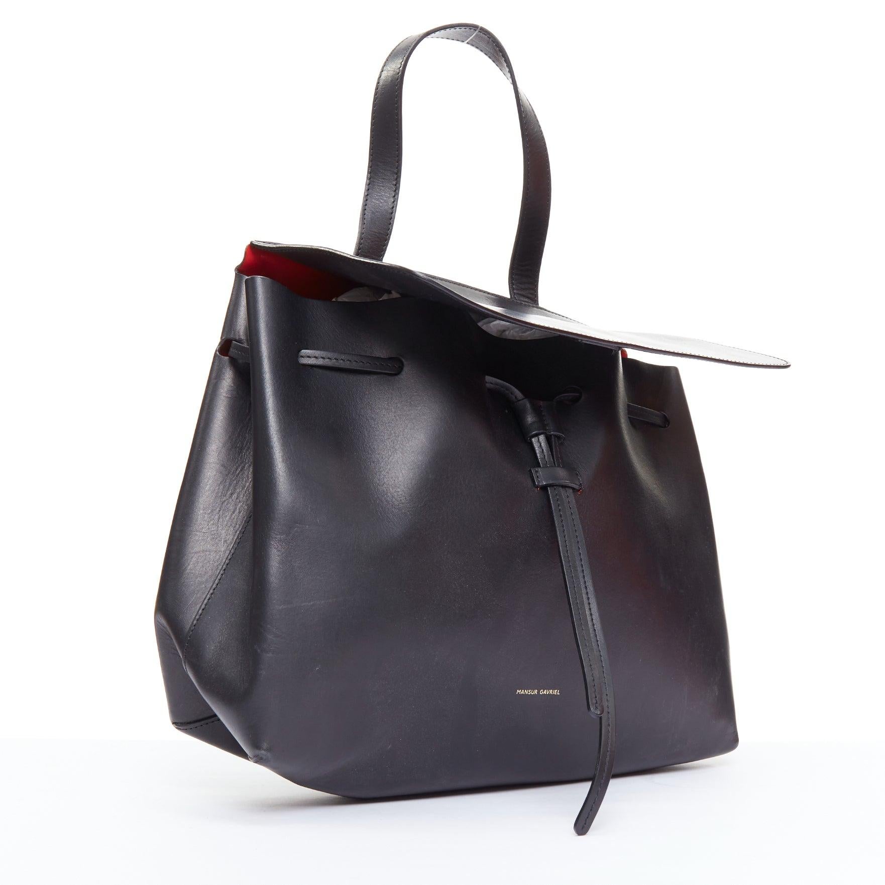 Black MANSUR GAVRIEL Lady black calfskin flap crossbody top handle messenger bag