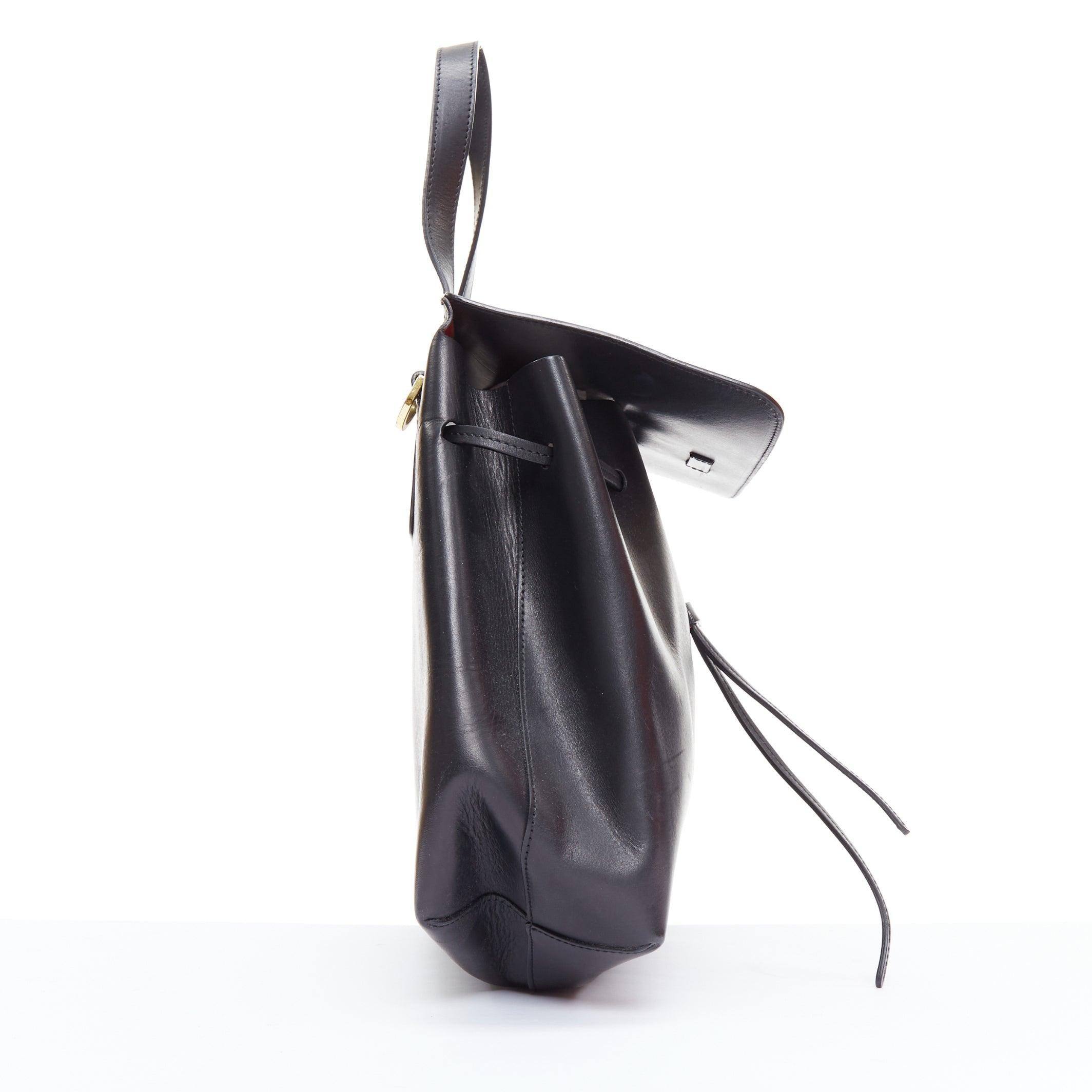 MANSUR GAVRIEL Lady black calfskin flap crossbody top handle messenger bag In Fair Condition In Hong Kong, NT