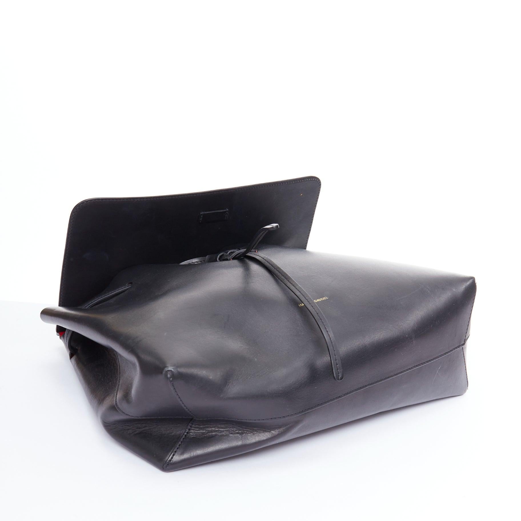 MANSUR GAVRIEL Lady black calfskin flap crossbody top handle messenger bag 1