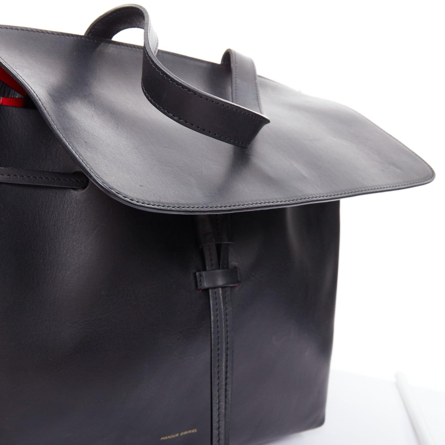 MANSUR GAVRIEL Lady black calfskin flap crossbody top handle messenger bag 3