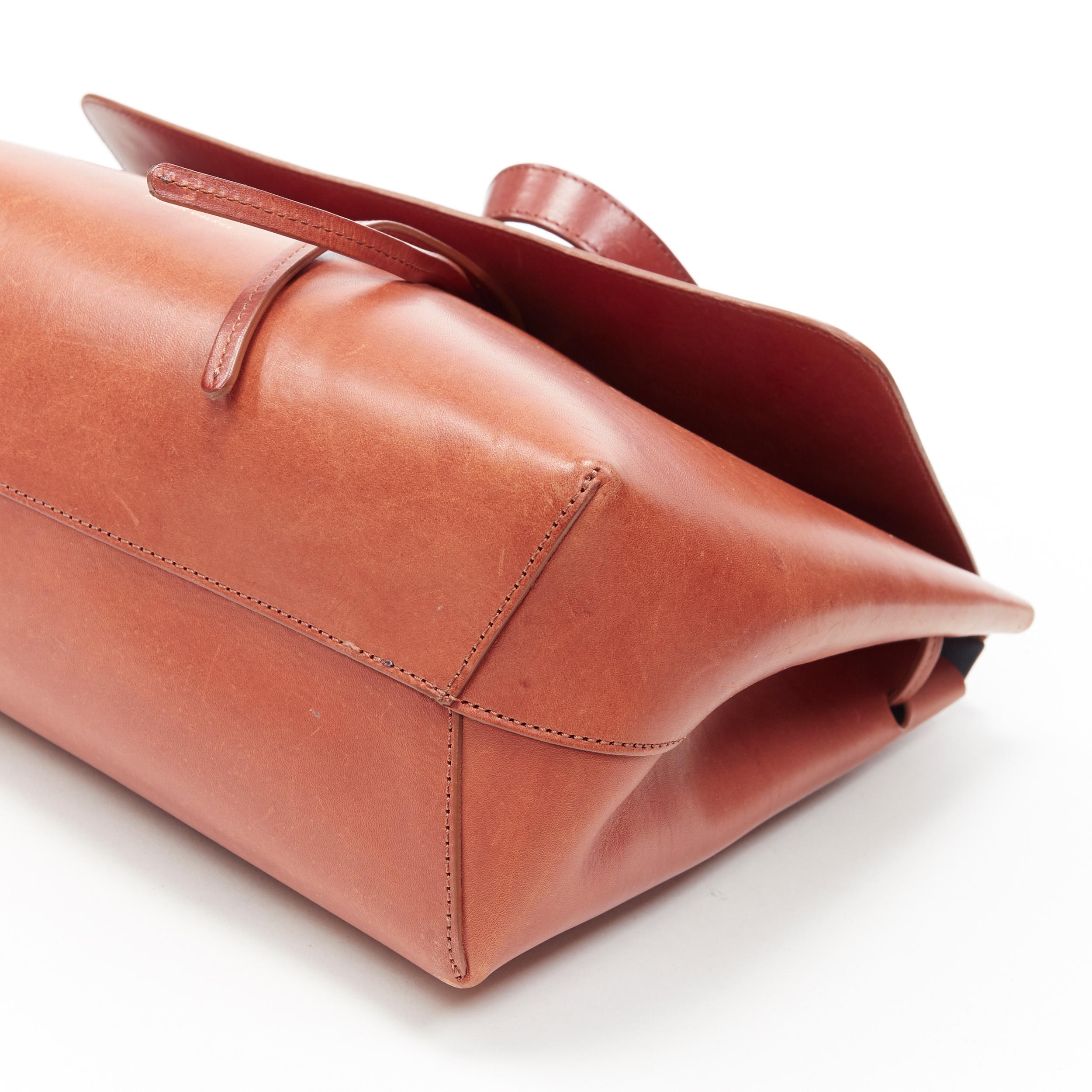 MANSUR GAVRIEL Lady cognac brown smooth leather flap shoulder satchel bag 2