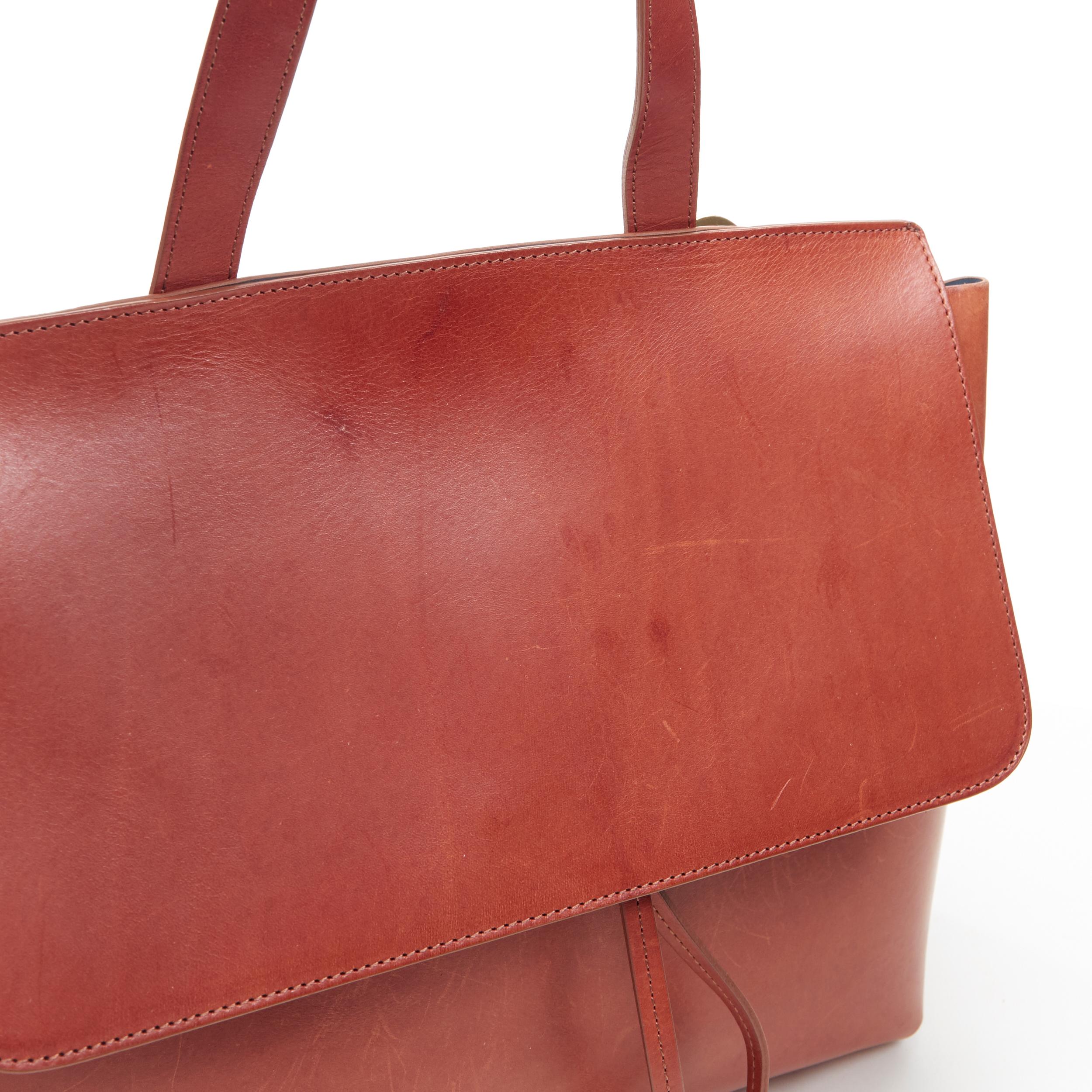 Women's MANSUR GAVRIEL Lady cognac brown smooth leather flap shoulder satchel bag