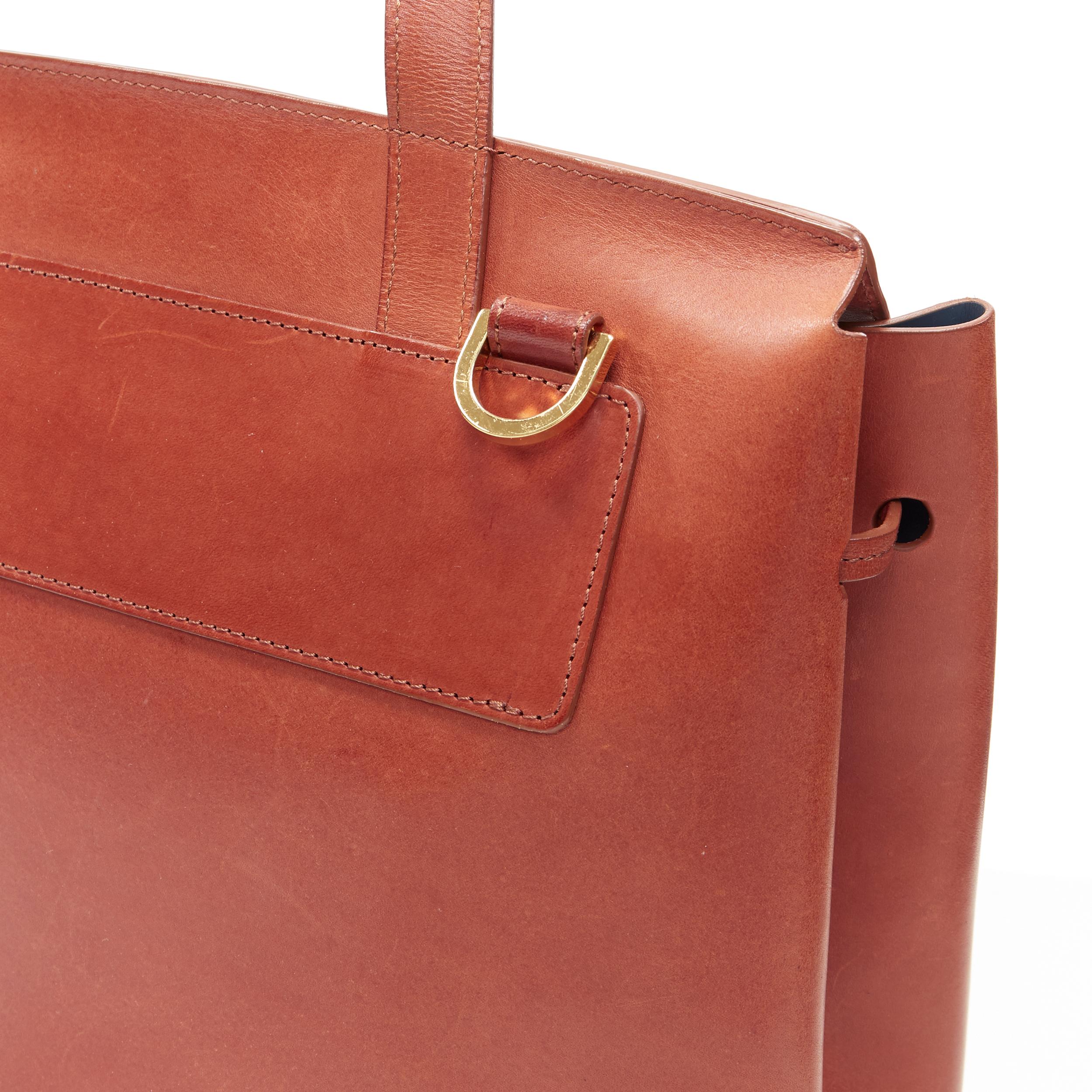 MANSUR GAVRIEL Lady cognac brown smooth leather flap shoulder satchel bag 1