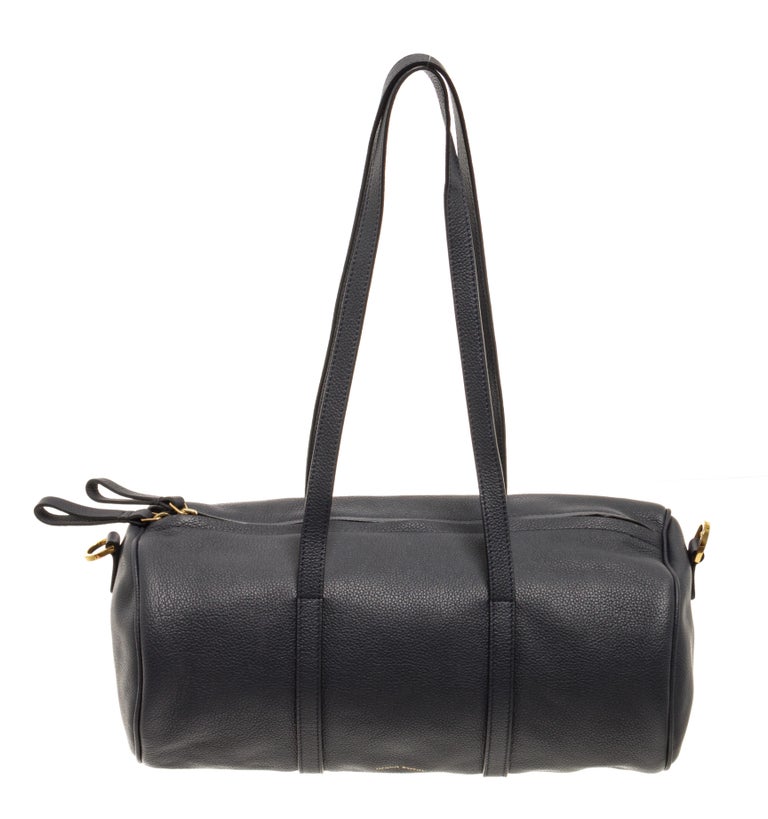 Mansur Gavriel Navy Blue Lambskin Leather Mini Duffle Crossbody Bag For