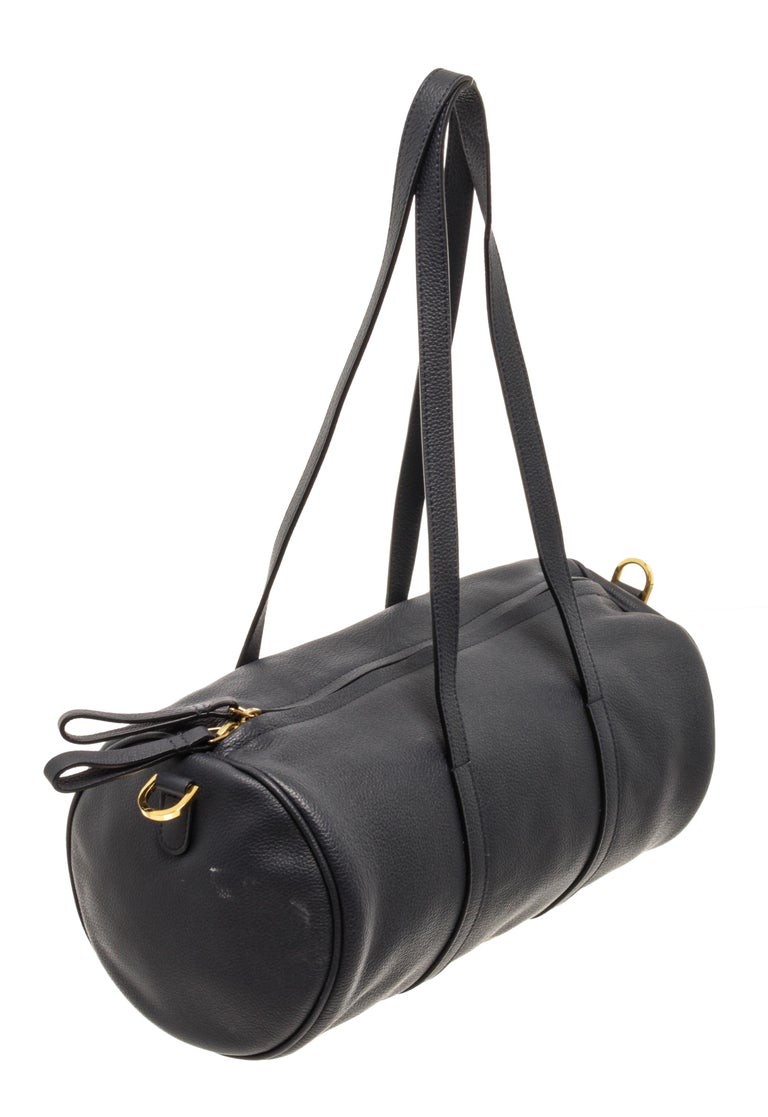 Mansur Gavriel Navy Blue Lambskin Leather Mini Duffle Crossbody Bag For