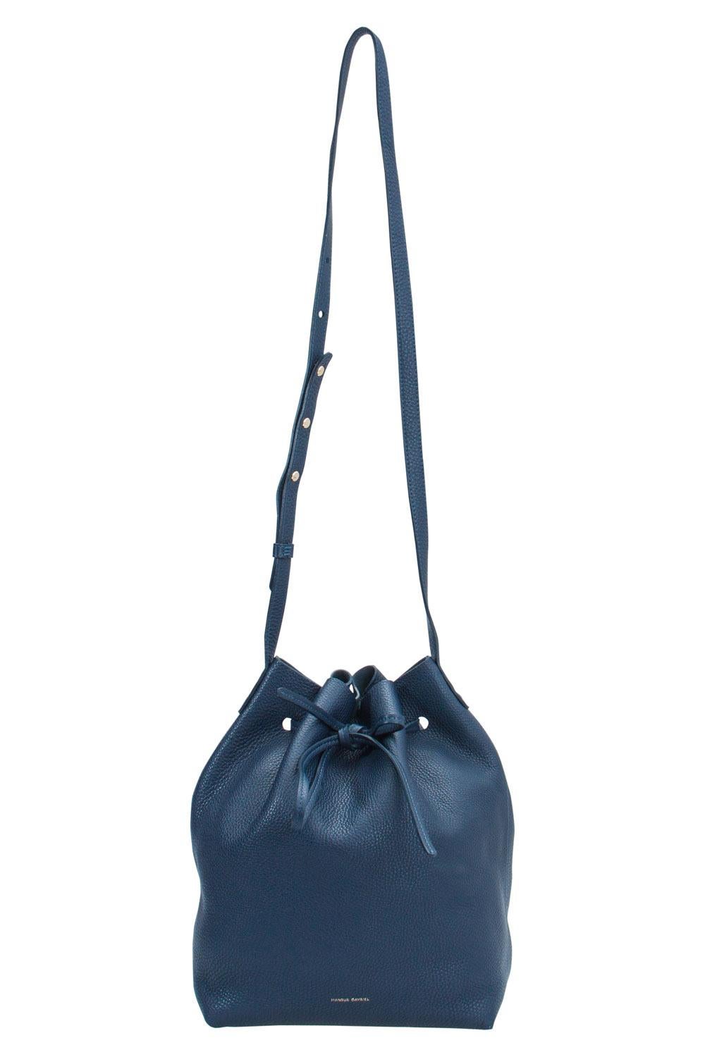 navy blue bucket bag