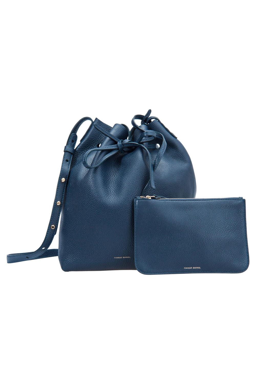Women's Mansur Gavriel Navy Blue Leather Bucket Bag