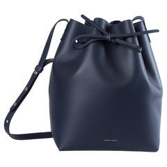 Used Mansur Gavriel Navy Blue Leather Bucket Bag