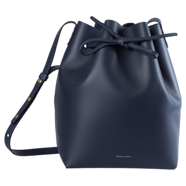 Mansur Gavriel Navy Blue Leather Bucket Bag For Sale at 1stDibs