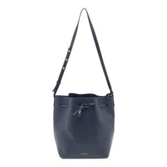 Used Mansur Gavriel Navy Blue Leather Bucket Bag