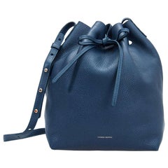Mansur Gavriel Navy Blue Leather Bucket Bag