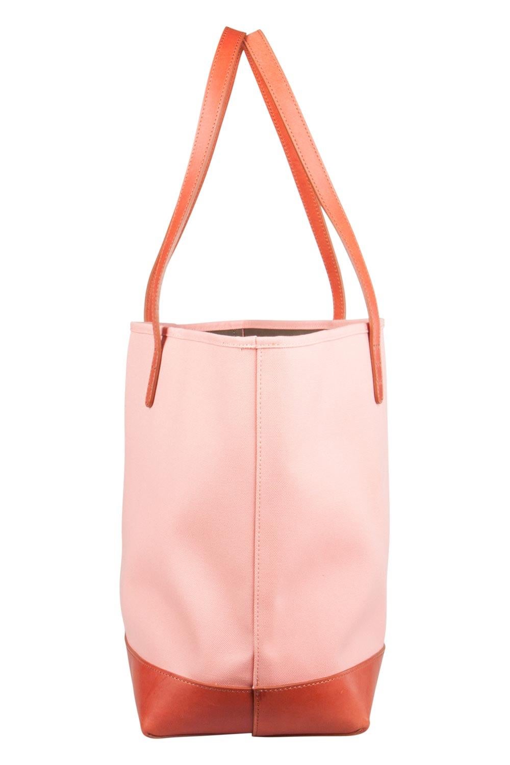 Mansur Gavriel Peach/Brown Canvas and Leather Large Tote 1