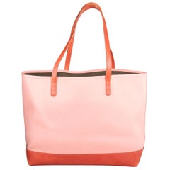 Used Mansur Gavriel Peach/Brown Canvas and Leather Large Tote