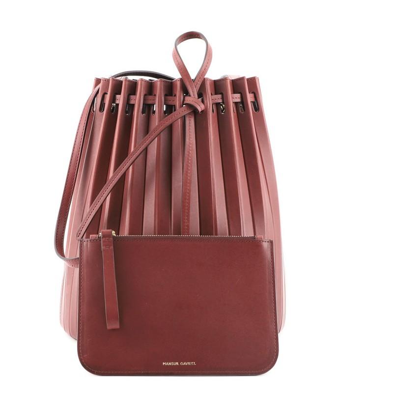 Mansur Gavriel Pleated Bucket Bag Leather Medium In Good Condition In NY, NY
