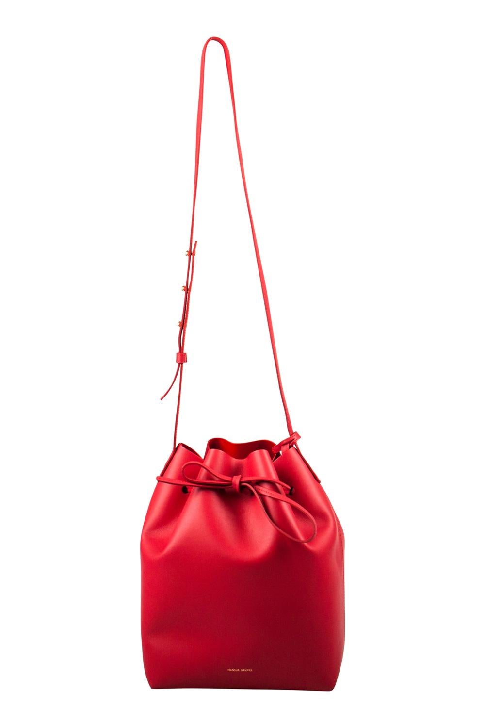 Women's Mansur Gavriel Red Leather Bucket Bag