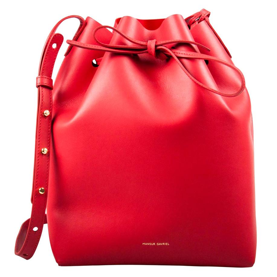 Mansur Gavriel Red Leather Bucket Bag