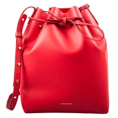Used Mansur Gavriel Red Leather Bucket Bag