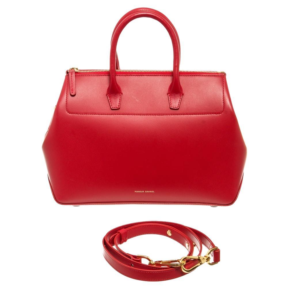 Mansur Gavriel Red Leather Travel Handbag For Sale at 1stDibs