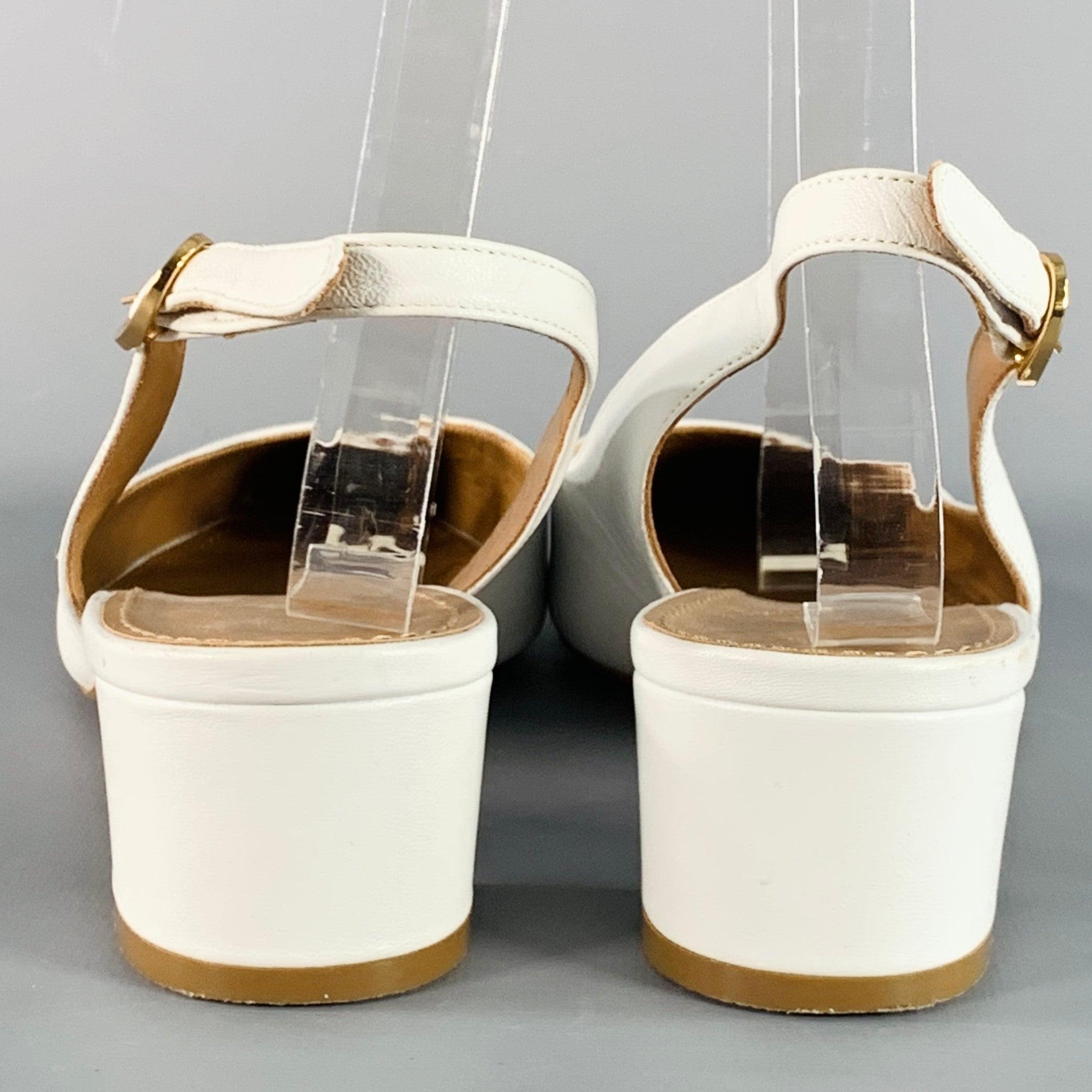 Bianco Mansur Gavriel Taglia 10.5 Pompe in pelle bianca con tacco a spillo in vendita