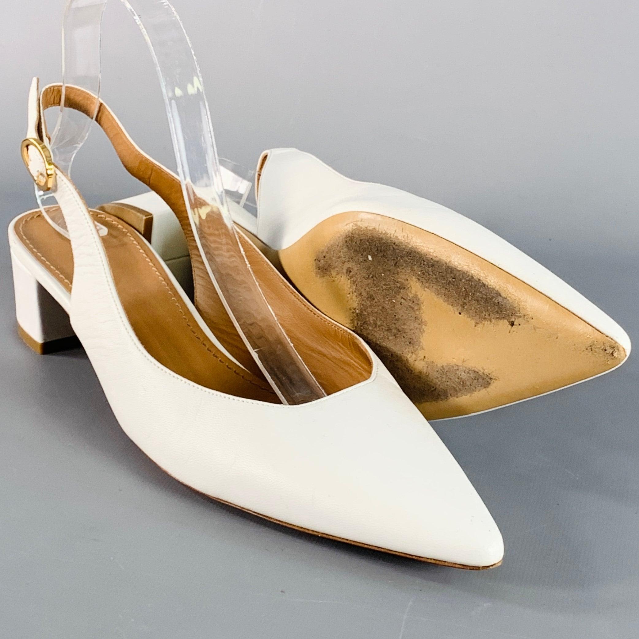 Donna Mansur Gavriel Taglia 10.5 Pompe in pelle bianca con tacco a spillo in vendita