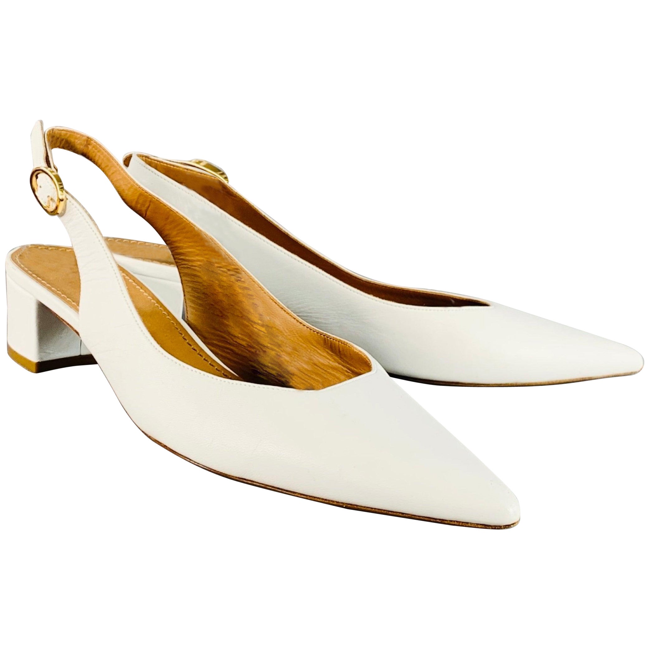 Mansur Gavriel Taglia 10.5 Pompe in pelle bianca con tacco a spillo