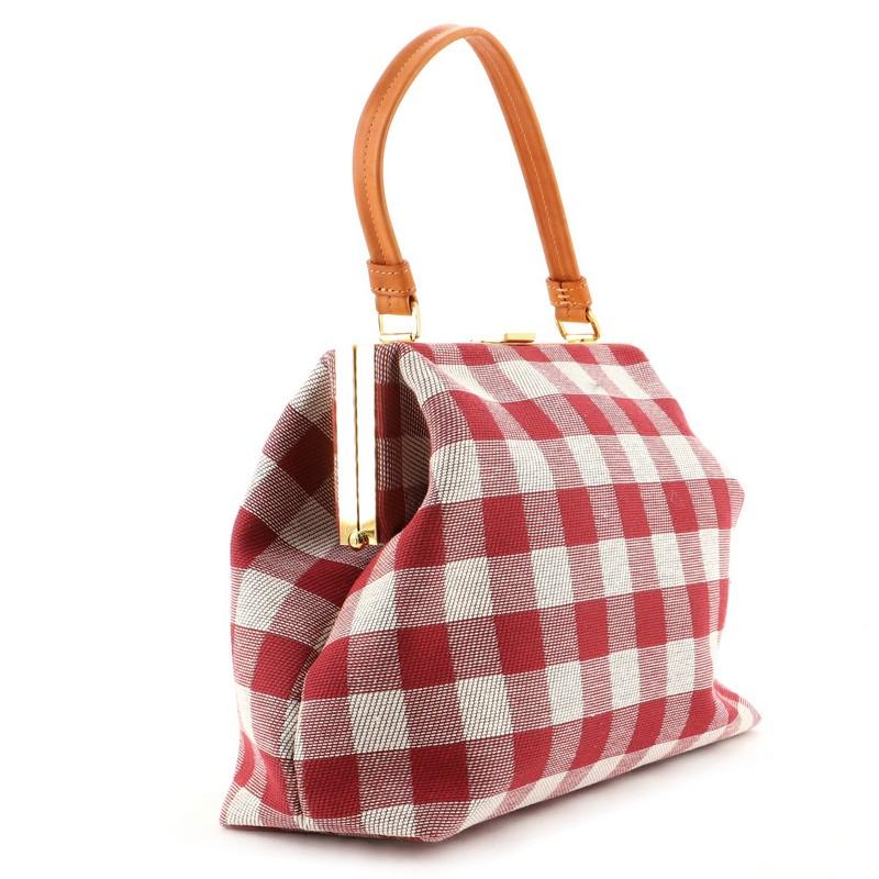 Mansur Gavriel Weiche elegante Tasche aus Gingham Canvas (Braun)