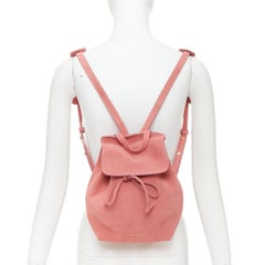 Mansur Gavriel Mini sac à dos en daim cuir rose logo doré sac à cravate