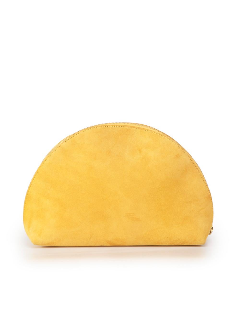 Mansur Gavriel Yellow Suede Half-Moon Clutch In Excellent Condition For Sale In London, GB