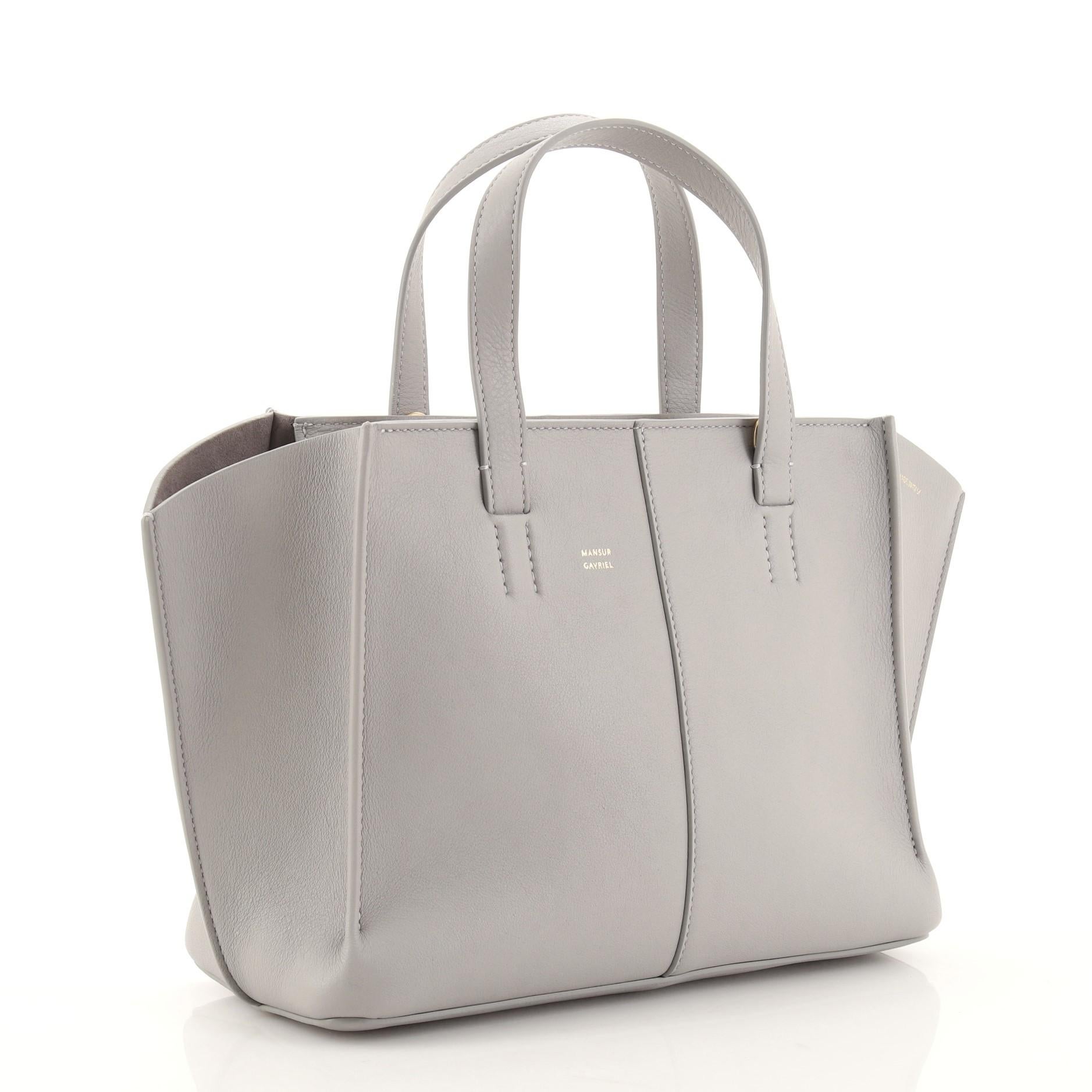 Mansur Gavriel Multitude Tragetasche aus Leder mit Reißverschluss Mini (Grau)