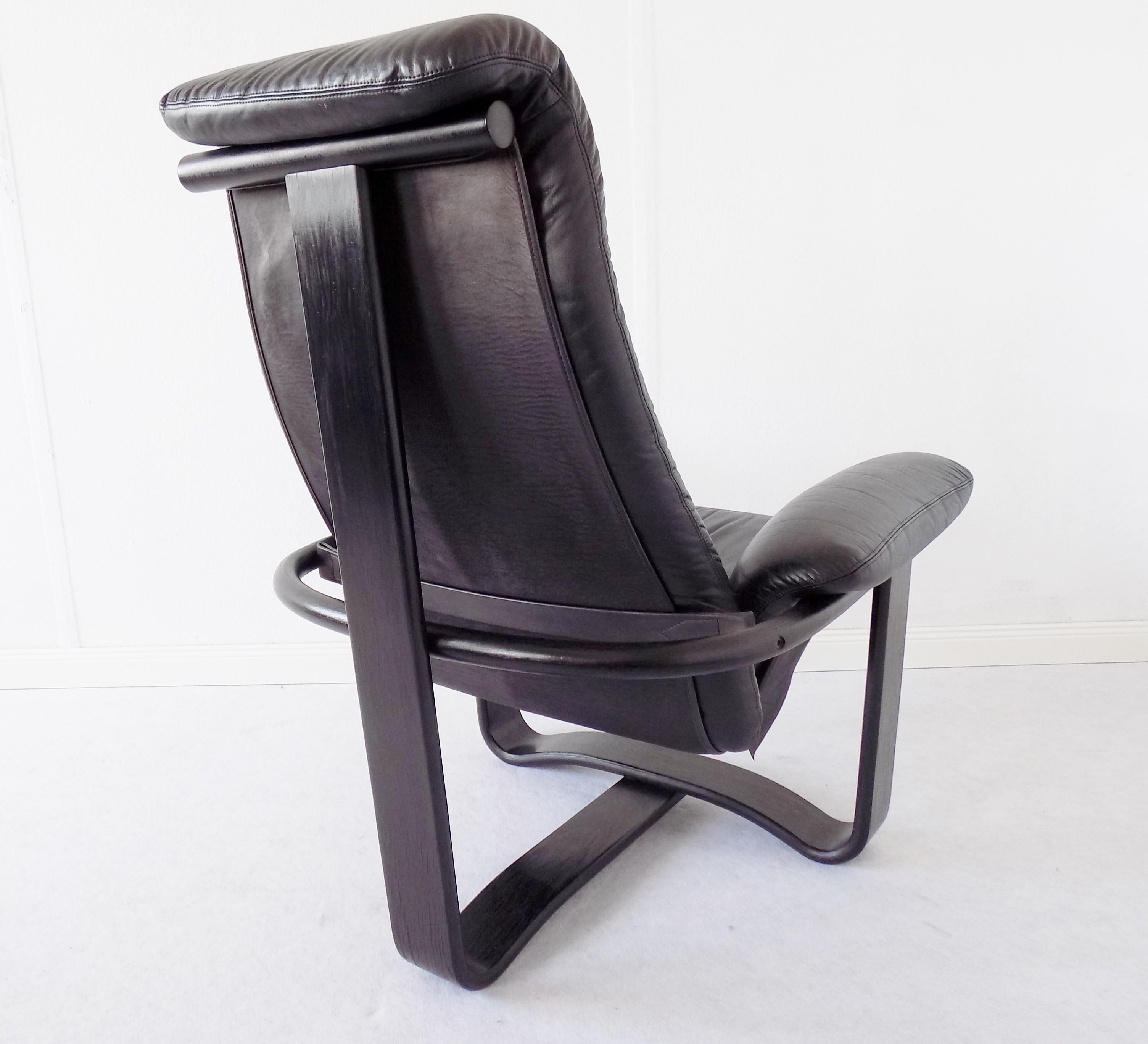 Manta Chair by Ingmar Relling for Westnofa, Black Leather, Scandinavian modern In Good Condition For Sale In Ludwigslust, Mecklenburg-Vorpommern