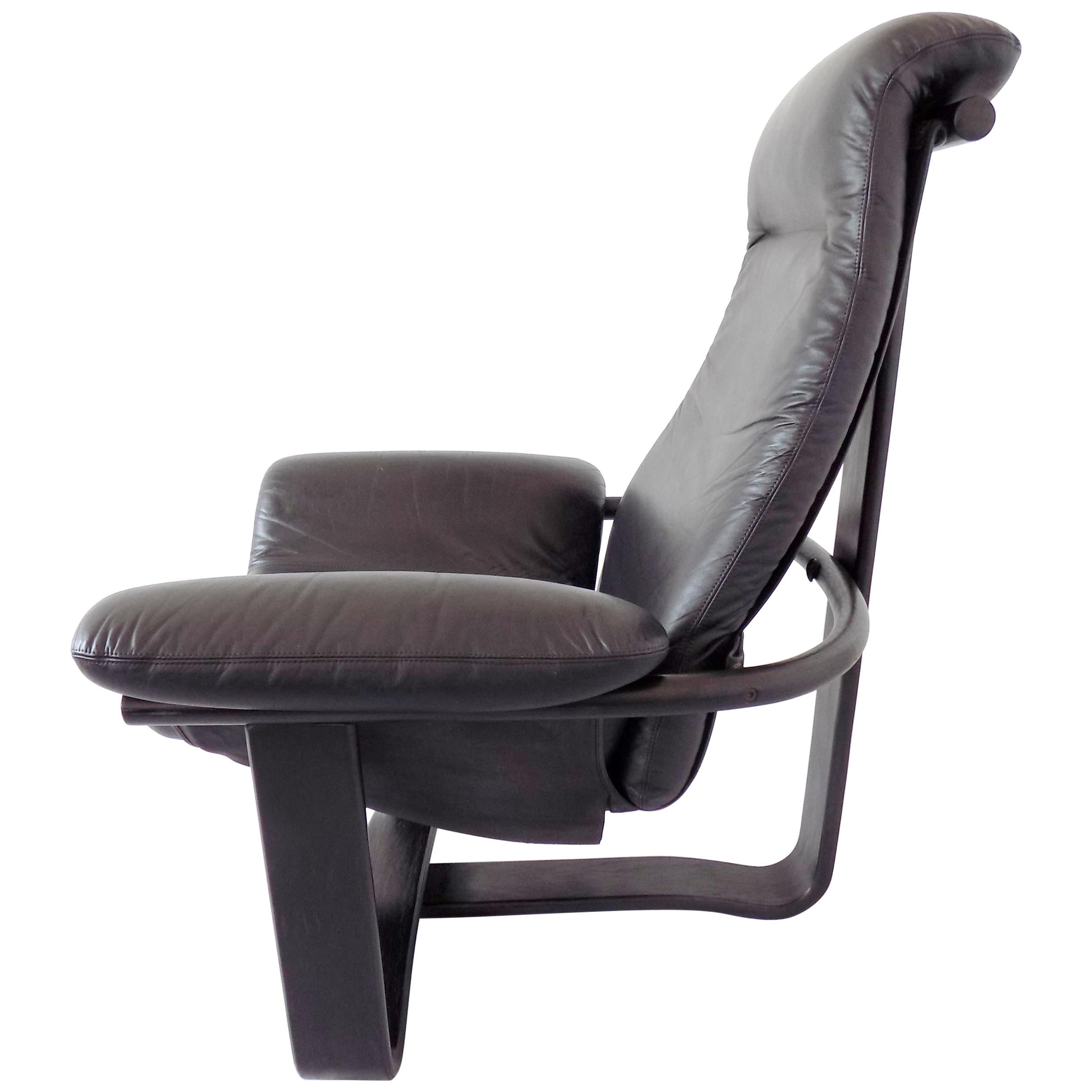 Manta Chair by Ingmar Relling for Westnofa, Black Leather, Scandinavian modern For Sale