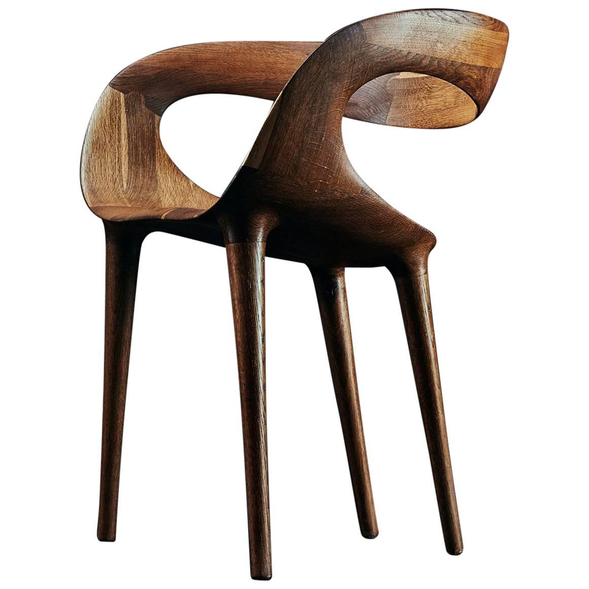 'Manta' Contemporary Dining Chair in Fumed Oak by Object Studio For Sale