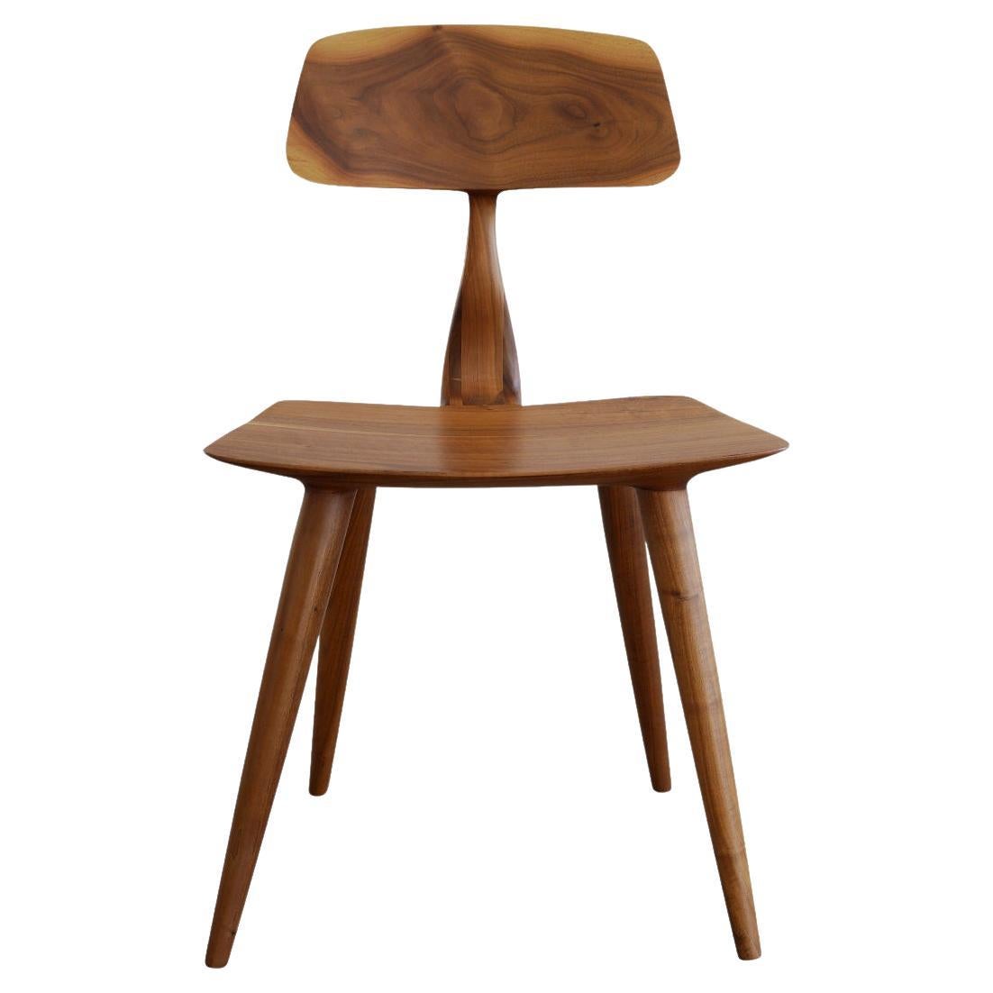 Mantaray Chair in Walnut Wood, Hand-Sculpted Dining Chair by Kokora For Sale