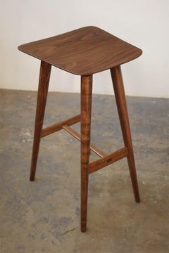 Mantaray Counter Stool in Walnut Wood, Hand-Sculpted Stool by Kokora