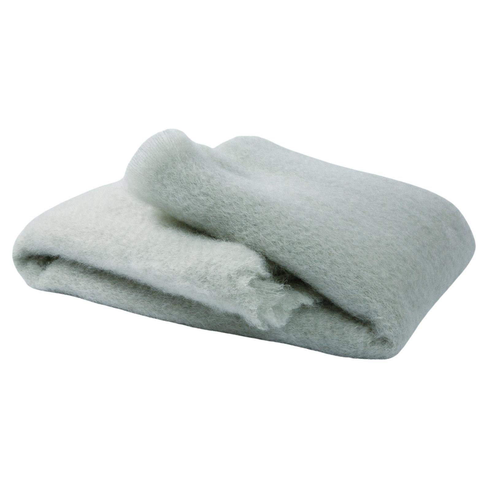 Mantas Ezcaray Seafoam Blue Fuzzy Mohair Blanket Throw For Sale