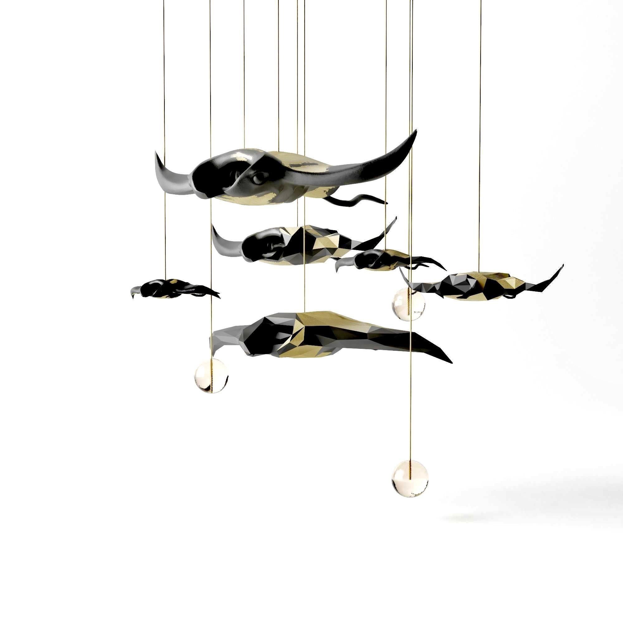 Contemporary Mantas Ray Chandelier For Sale