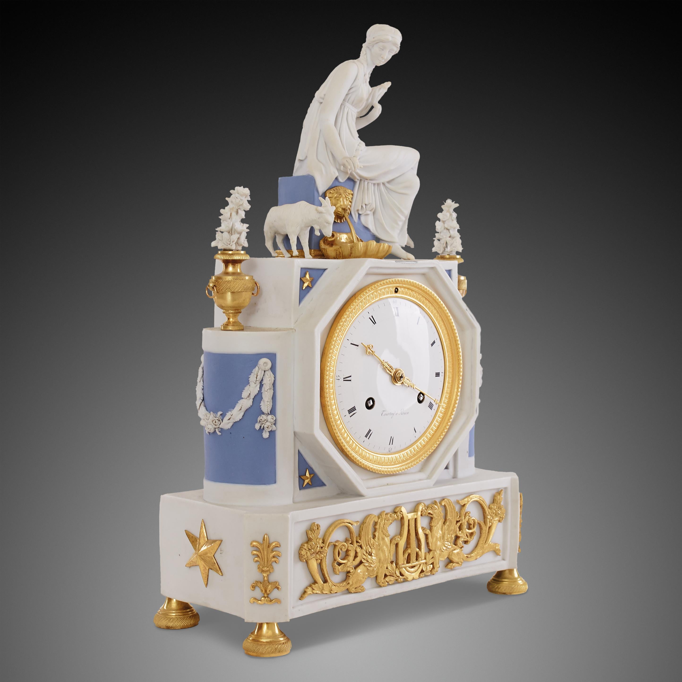 Louis XV Mantel Clock 18th Century Directoire Period by Tourtay a Rouen